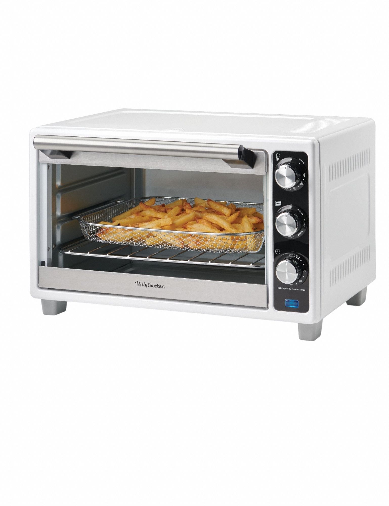 Convection Air Fryer Toaster: White, 12.5 A Current, 446°F Max Op Temp, 120V