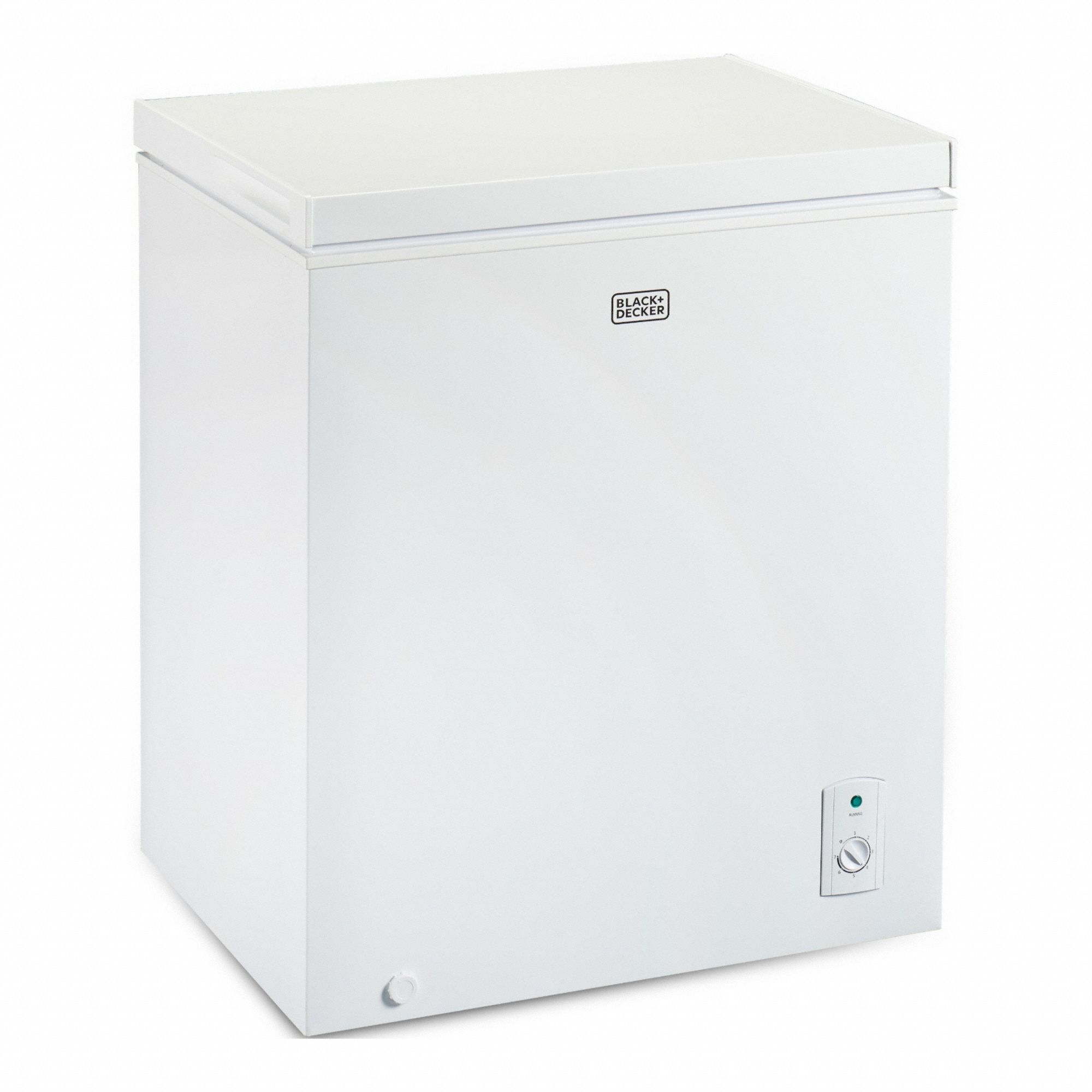 Chest Freezer: White, 5 cu ft Capacity, 33 1/2 in x 24 7/8 in x 21 3/4 in