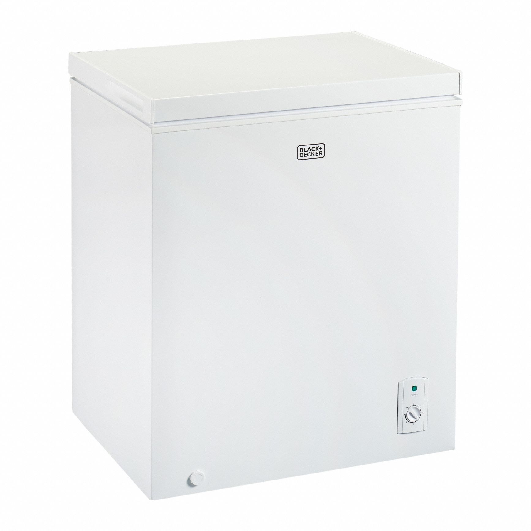 Chest Freezer: White, 5 cu ft Capacity, 33 1/2 in x 24 7/8 in x 21 3/4 in