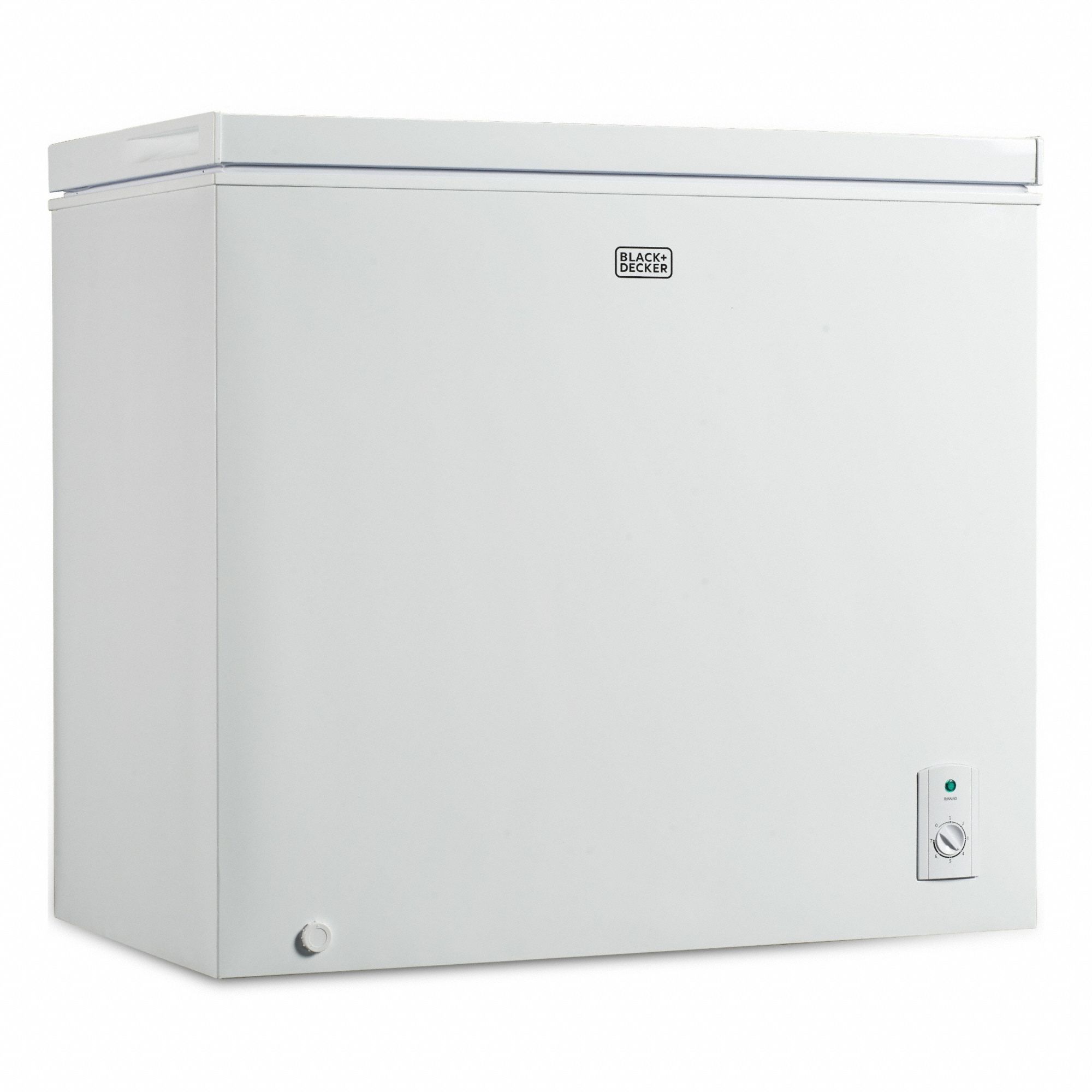 Chest Freezer: White, 7 cu ft Capacity, 33 1/2 in x 32 in x 21 3/4 in, 6 to 9.9 cu ft