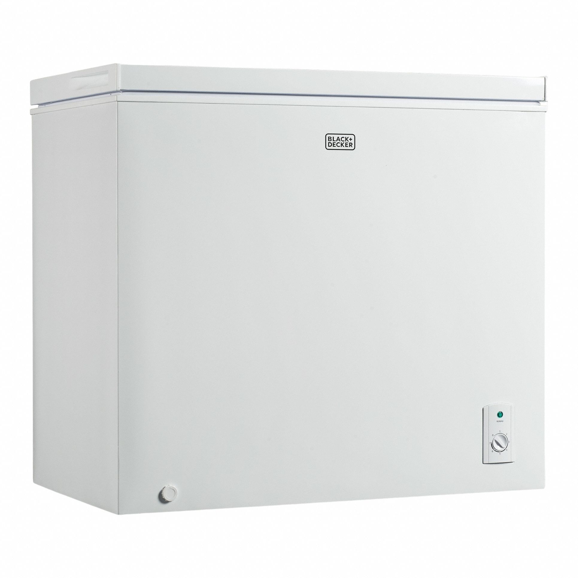 Chest Freezer: White, 7 cu ft Capacity, 33 1/2 in x 32 in x 21 3/4 in, 6 to 9.9 cu ft