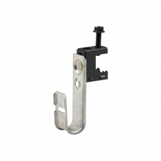 J-Hook: 3/4 in Max. Bundle Dia., 30 lb Max. Load Capacity, Galvanized Steel, Silver
