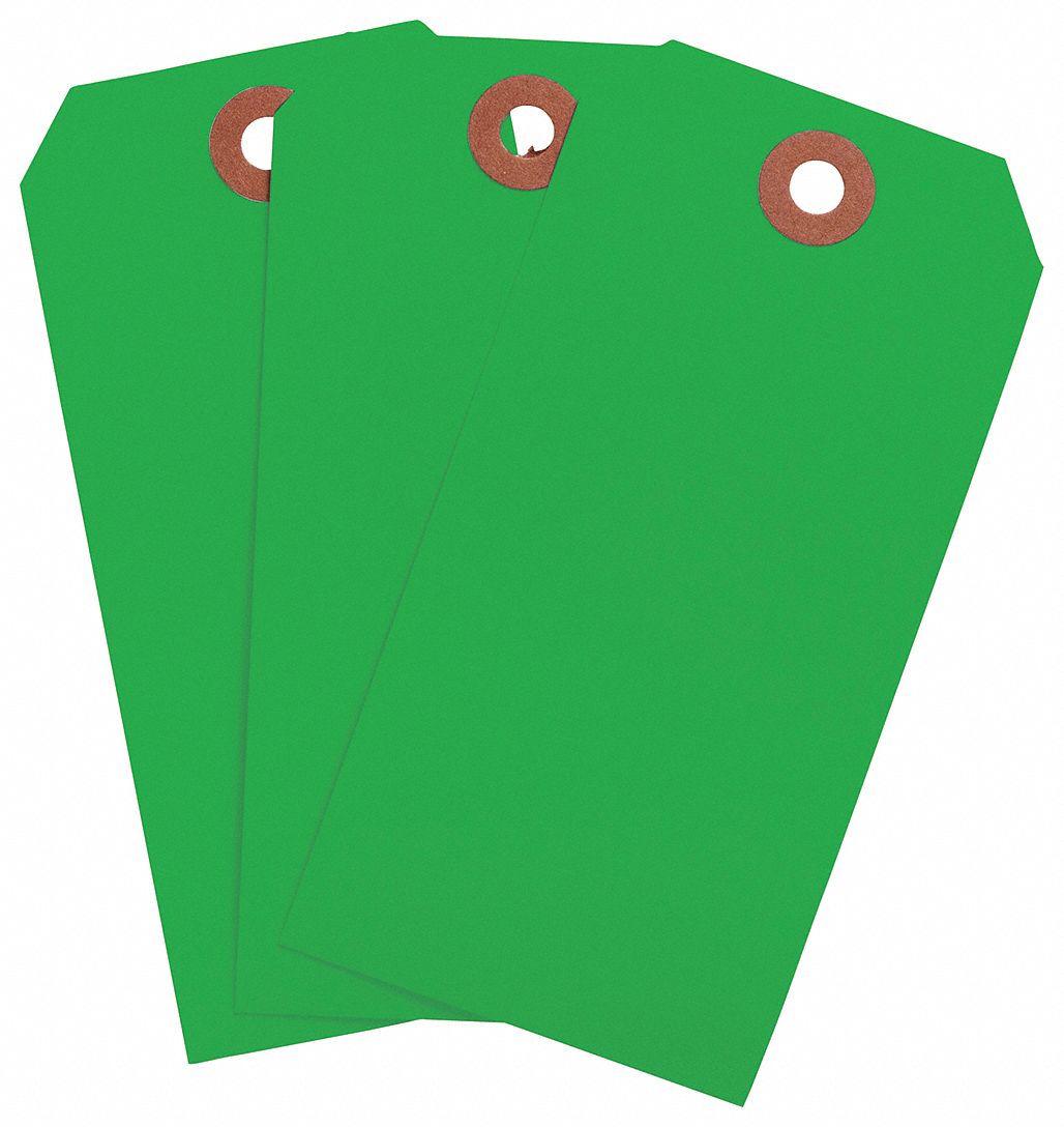 GREEN PAPER TAGS 4.75X2.3 100/PK