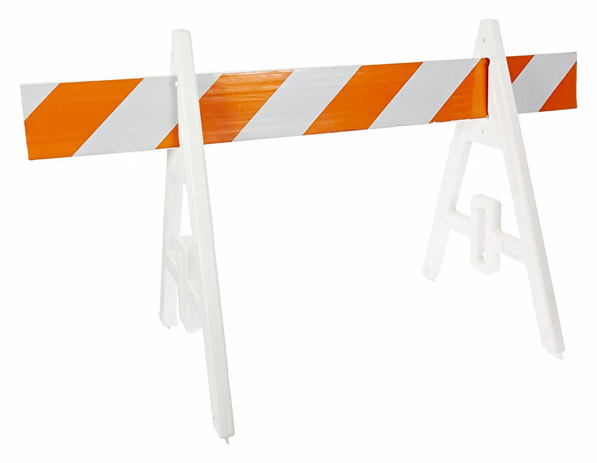 BRADY TRAFFIC BARRICADE, ORANGE/WHITE, POLYETHYLENE BODY, REFLECTIVE ...