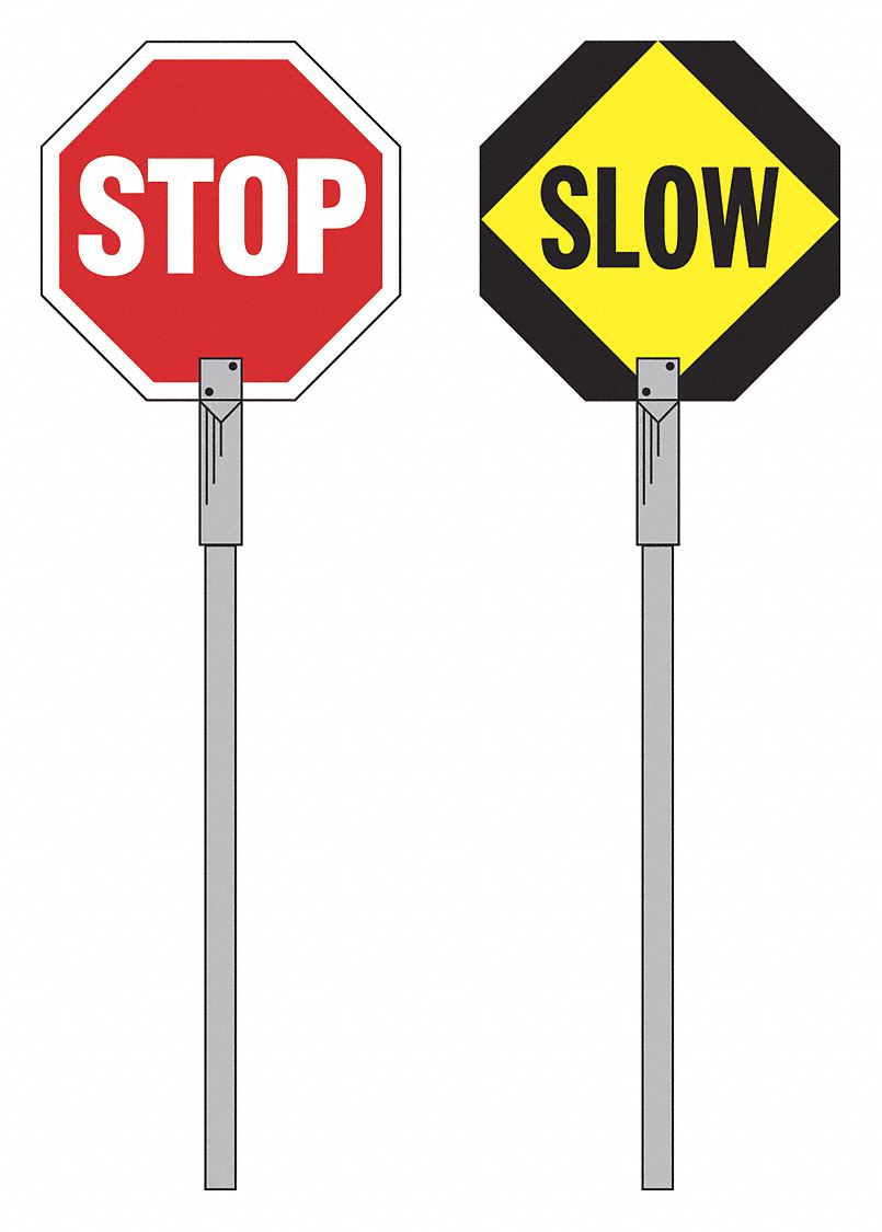 Brady 55775 Aluminum Stop and GO 2-Sided Traffic Paddle Sign
