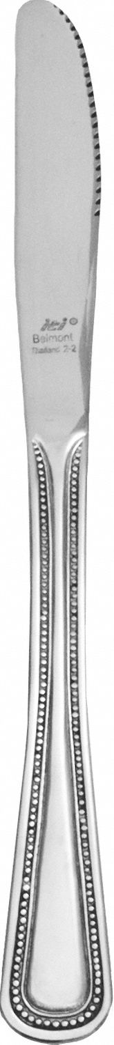 Dinner Knife: Belmont, 18/0, Stainless Steel, 8 7/8 in Overall Lg, Silver