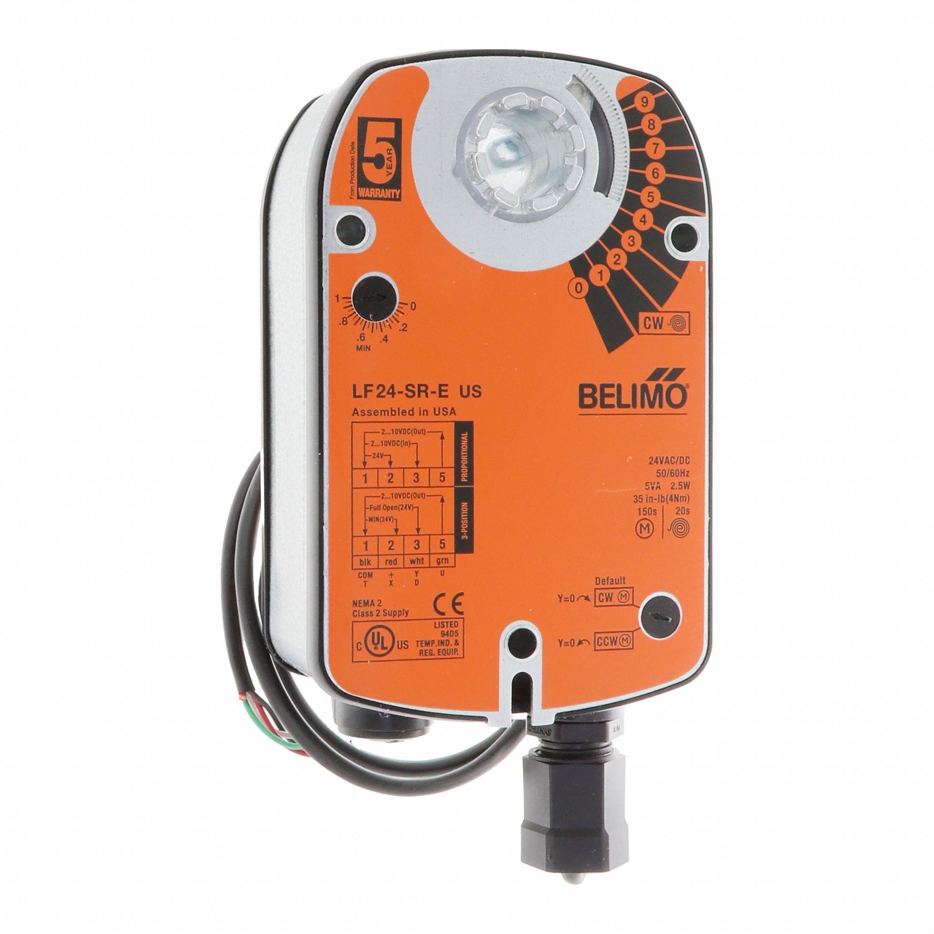 Damper Actuator: Dampers, Proportional, Spring Return, 35 in-lb, 24V AC/DC, NEMA 2 / IP54