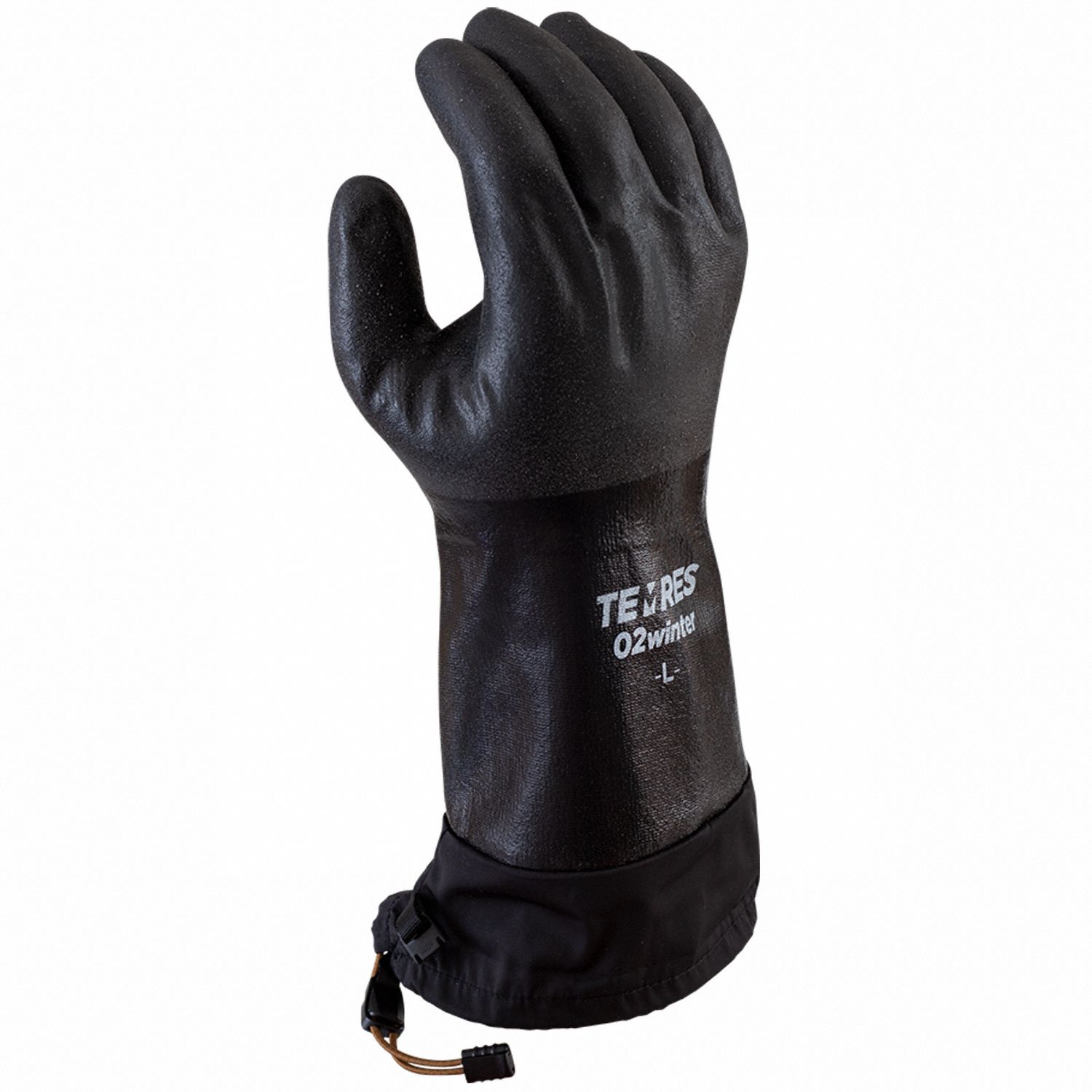 COLD PROTECTION GLOVES, OPEN CUFF, 13¾ IN LENGTH, L, BLACK, POLYURETHANE BACK