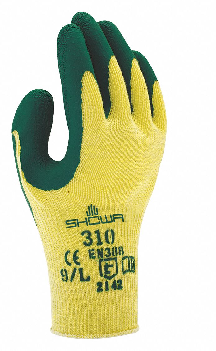 SHOWA 310 BLK GENERAL PURPOSE GLOVE, BLK/GRY, 6, XS, COTTON, POLYESTER, LATEX
