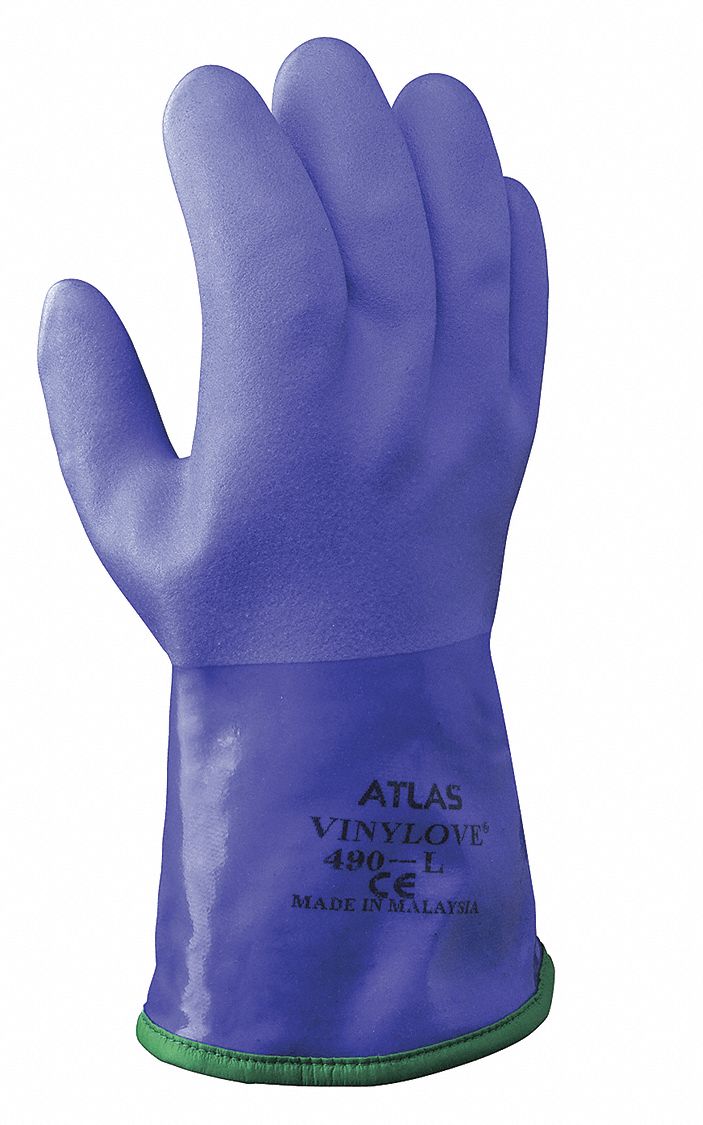 SHOWA 490 GLOVES, BL, 8, ACRYLIC, COTTON, 1.5 MM, GAUNTLET CUFF, CAT III, EN 388:2016