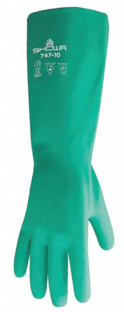 SHOWA 747 GANTS,VERT,7,NITRILE,22MIL,MANCHETTE DROITE,CAT III,CE EN388-2003,EN 388:2016