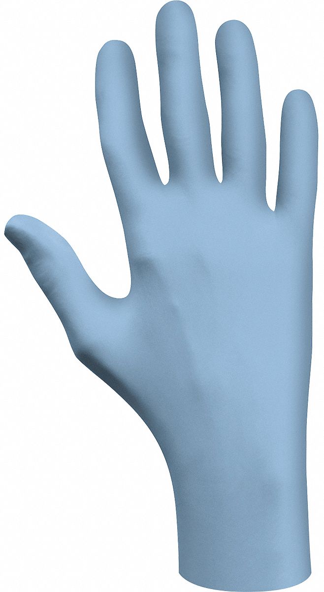 DISPOSABLE GLOVES, 15 1/2 IN L/0.63 MIL THICK, SZ 8/M, BL, BIODEGRADABLE/NITRILE, PKG 20