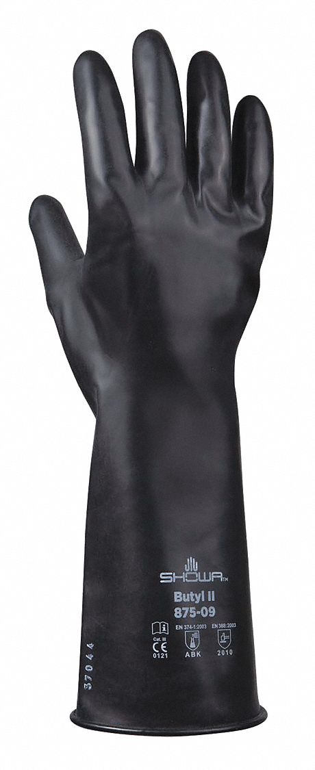 GANTS RÉSIST PROD CHIM,NON DOUBLÉ,PRISE RUGUEUSE,TLE TG/10,14 PO L/14 MIL ÉPSR,NR,CTCHC BUTYLE