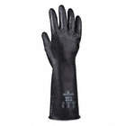 CHEMICAL-RESISTANT GLOVES, UNLINED, SMOOTH GRIP, SZ S/7, 14 IN L/14 MIL THK, BLK, BUTYL RUBBER