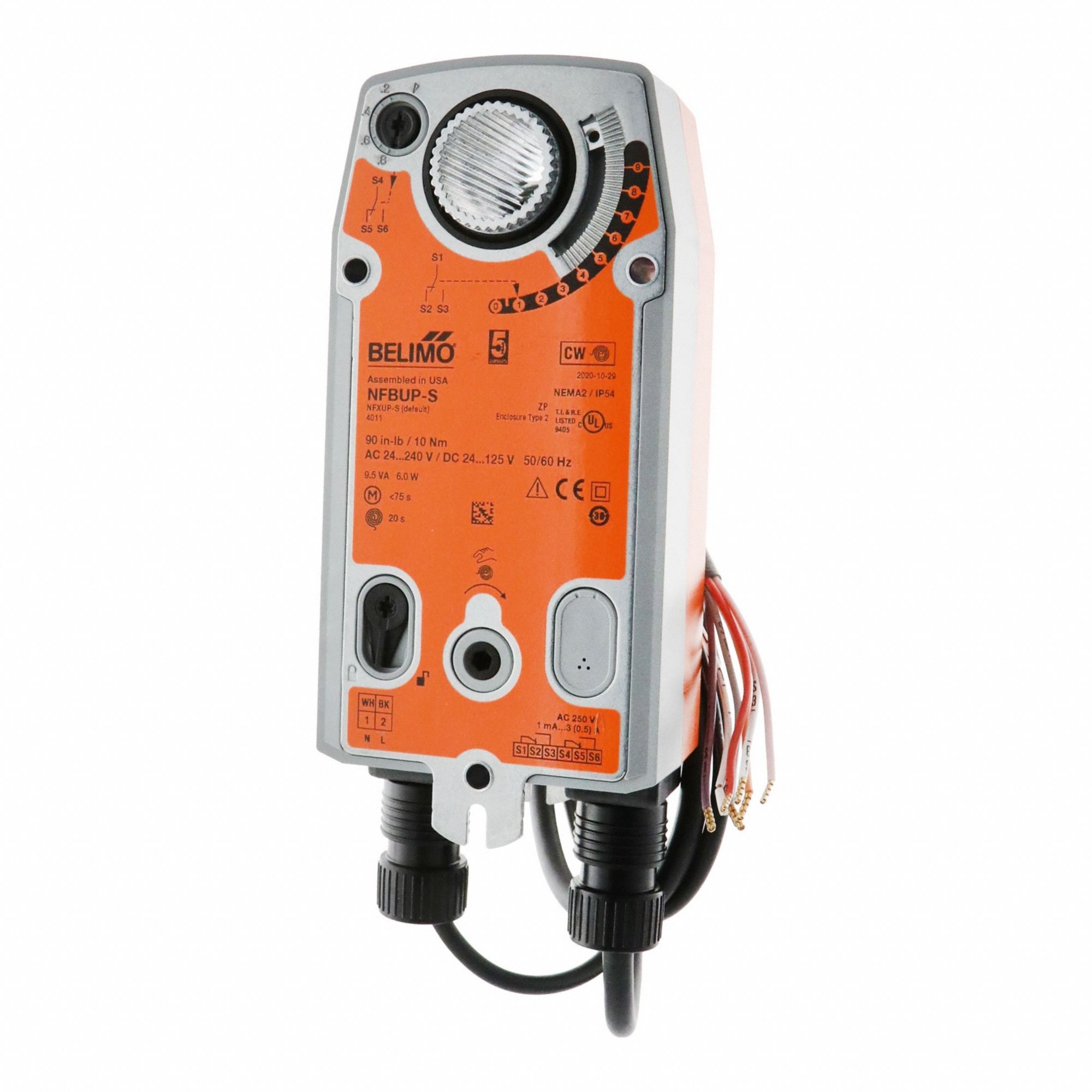 Damper Actuator: Dampers, On/Off, Spring Return, 90 in-lb, 24 to 240V AC/24 to 125V DC