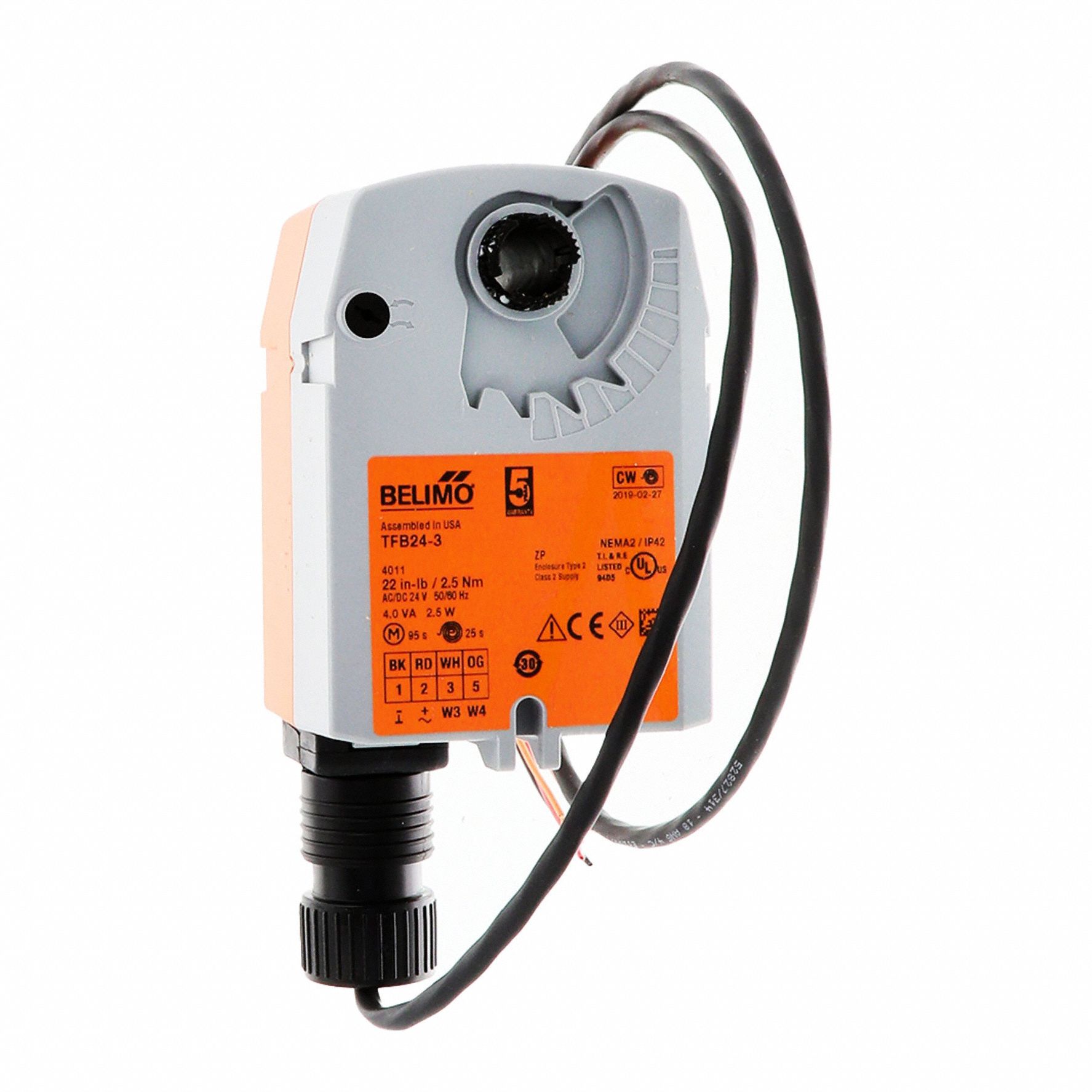 Damper Actuator: Dampers, Floating Point, Spring Return, 22 in-lb, 24V AC/DC, NEMA 2 / IP54