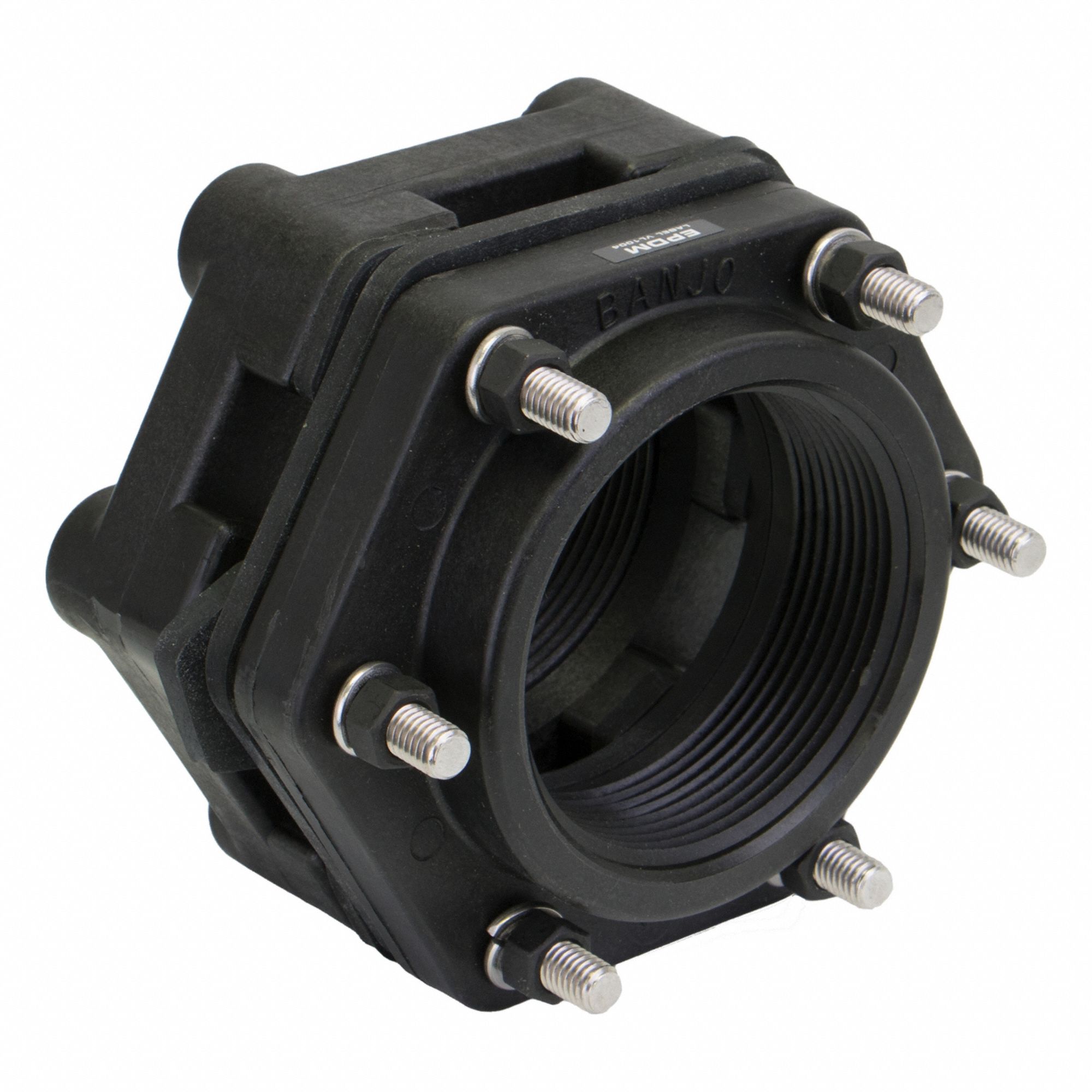 Bulkhead Tank Fitting: Glass Reinforced Polypropylene Body, 3 in Female NPT Threaded Inside