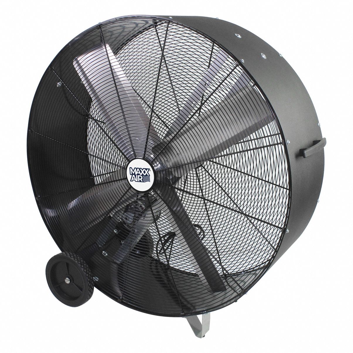 MAXX AIR Cooling Fan: 42 in Blade Dia, 120V AC, Mobile, 3/4 hp, Belt Drive, Polyethylene (MPN BF42BDPEBLK). Key specifications — Mobility: Mobile; Voltage: 120V AC; Brand: MAXX AIR.