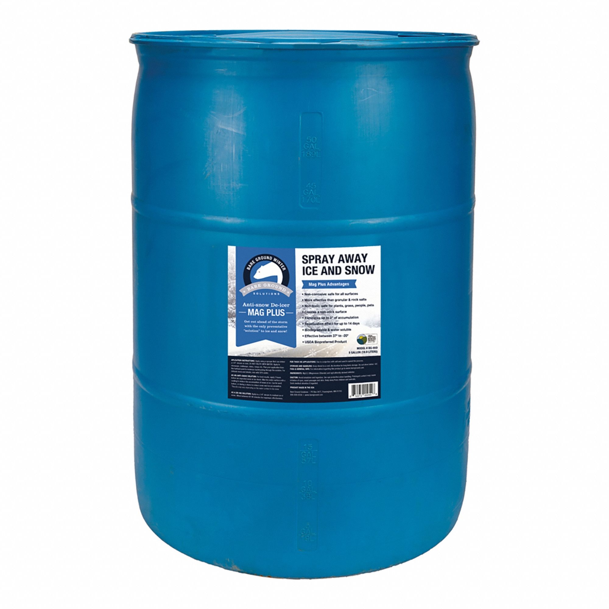 Ice Melt: Does not contain Calcium Chloride or CMA, -20°F Lowest Effective Temp