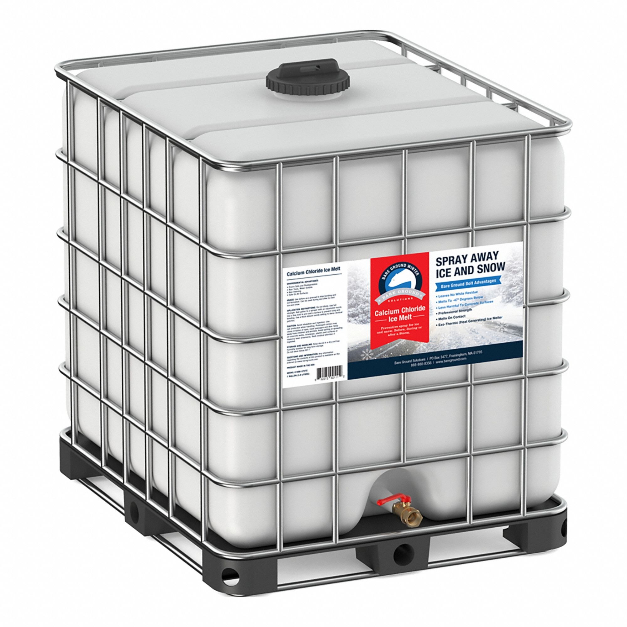 Ice Melt: Contains Calcium Chloride, -20°F Lowest Effective Temp, Tote, 3, 300 lb Wt