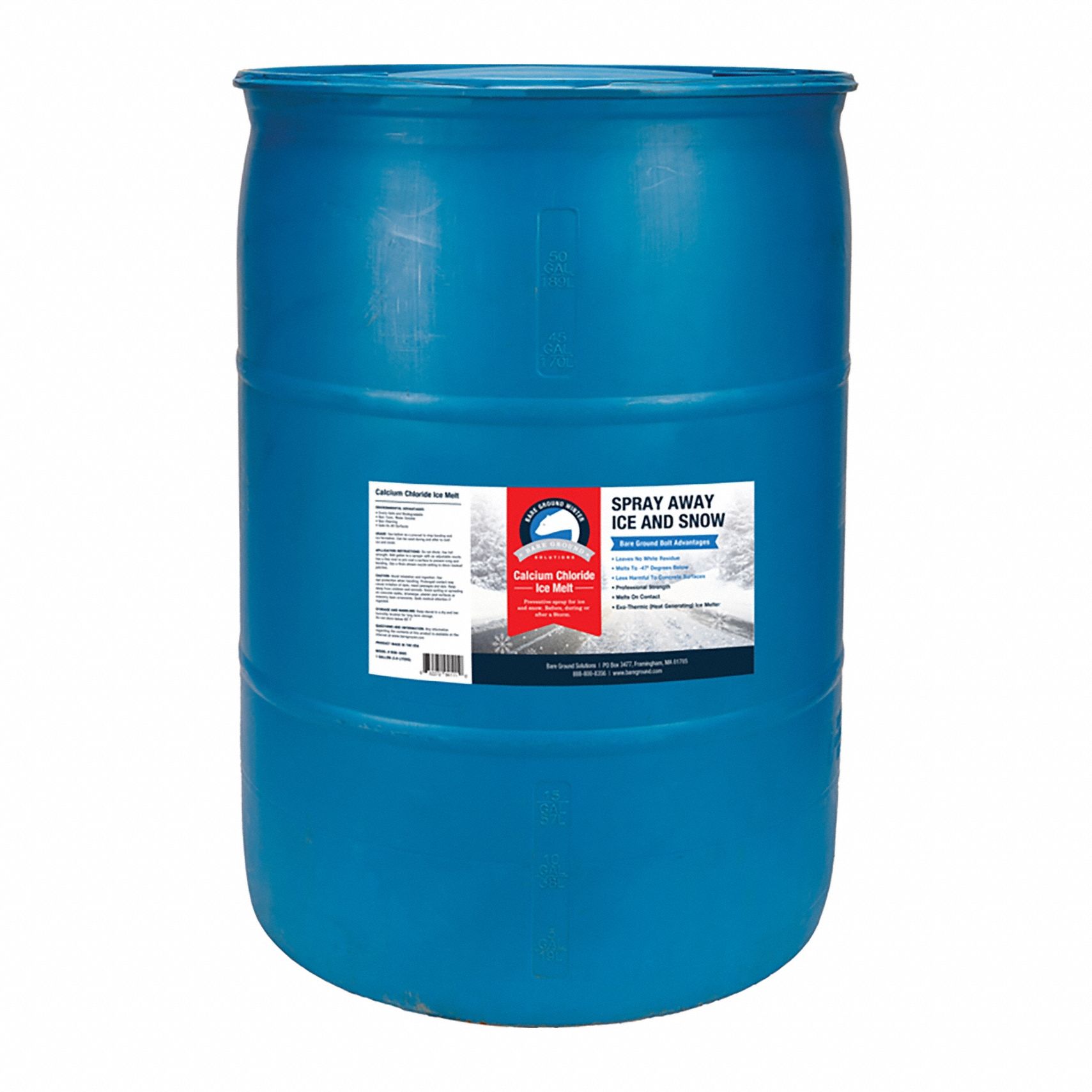 Ice Melt: Contains Calcium Chloride, -20°F Lowest Effective Temp, Drum, 325 lb Wt