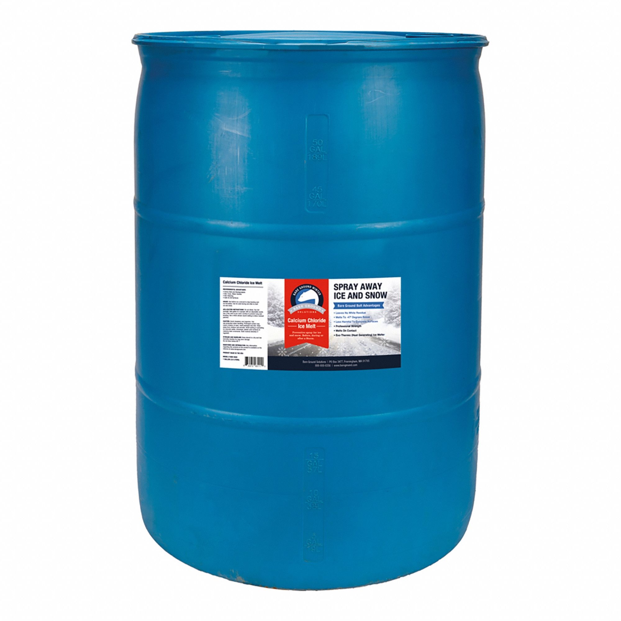 Ice Melt: Contains Calcium Chloride, -20°F Lowest Effective Temp, Drum, 650 lb Wt