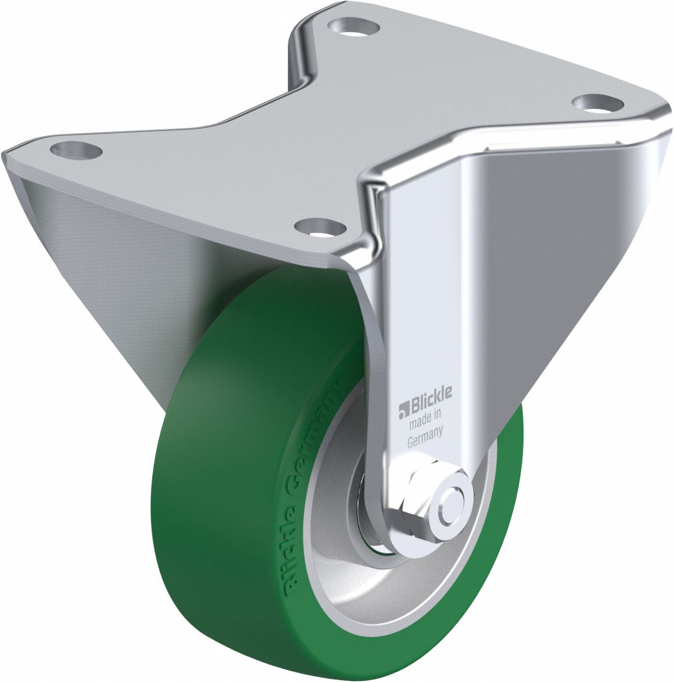 Plate Caster: Rigid, No Brake, Polyurethane, 102 mm Wheel Dia, 40 mm Wheel Wd, Slot