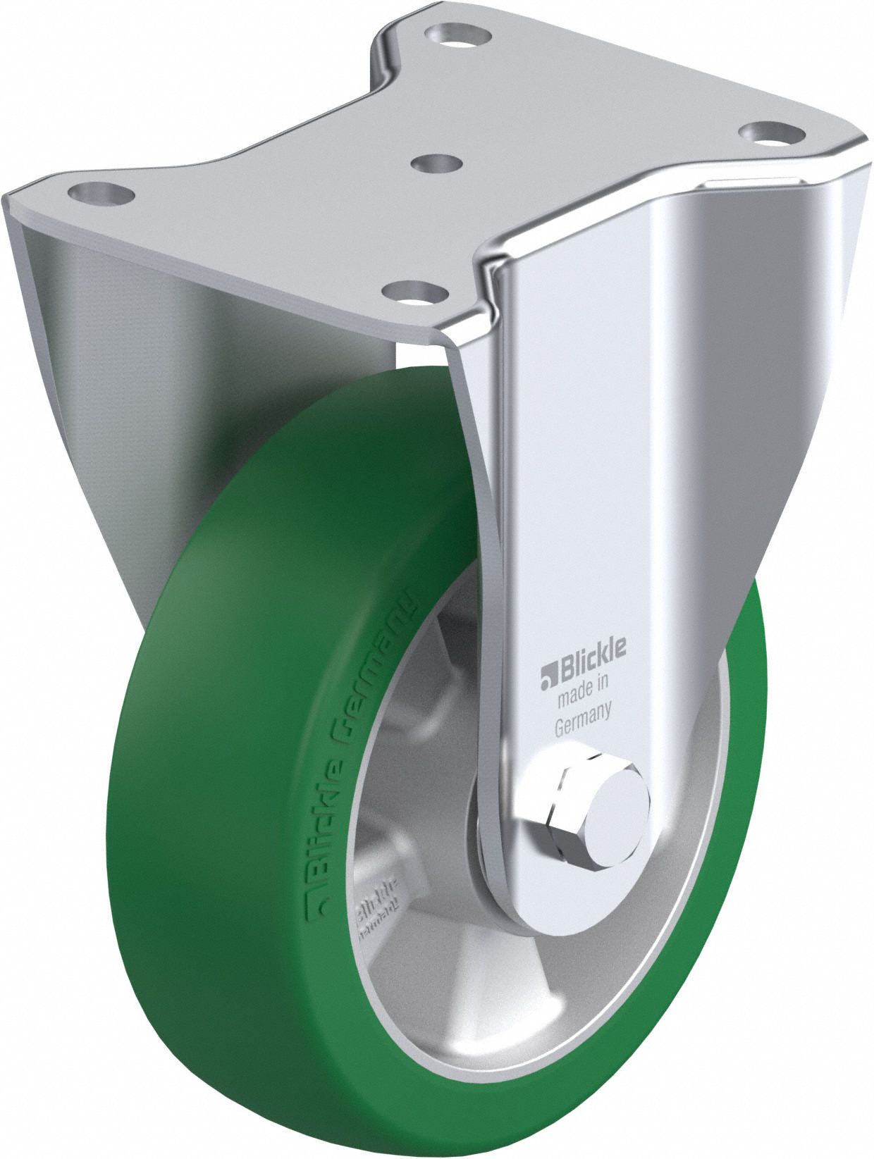 Plate Caster: Rigid, No Brake, Polyurethane, 102 mm Wheel Dia, 51 mm Wheel Wd, Slot
