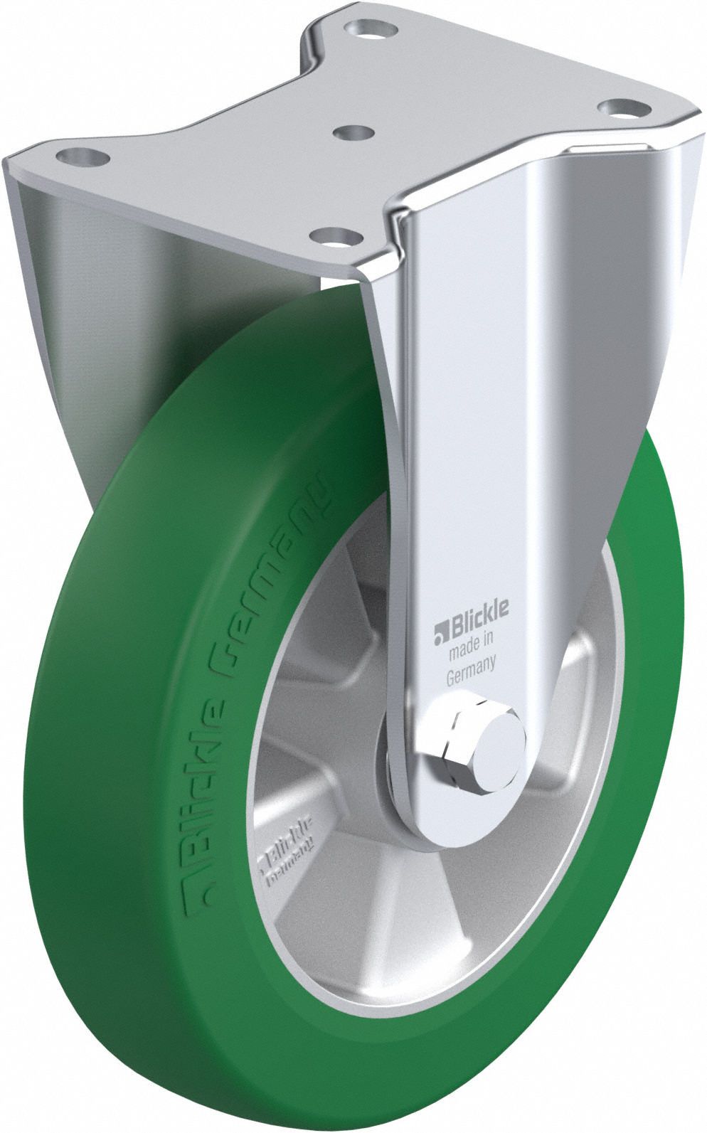 Plate Caster: Rigid, No Brake, Polyurethane, 152 mm Wheel Dia, 51 mm Wheel Wd, Slot