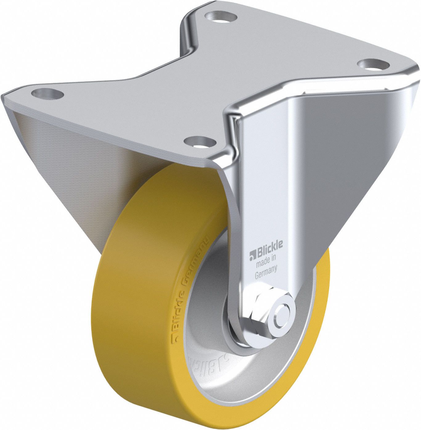 Plate Caster: Rigid, No Brake, Polyurethane, 127 mm Wheel Dia, 40 mm Wheel Wd, Slot