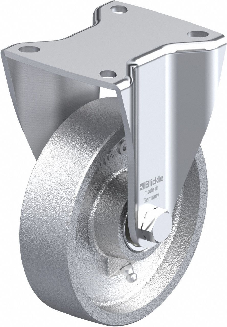 Plate Caster: Rigid, No Brake, 203 mm Wheel Dia, 35 mm Wheel Wd, 165 mm Mounting Ht