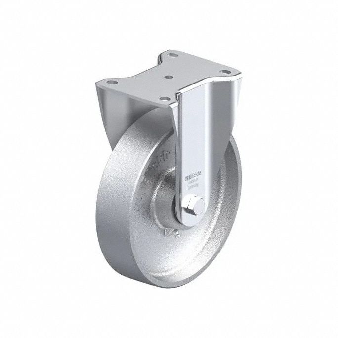 Plate Caster, Rigid, Metal, 9 5/8"H