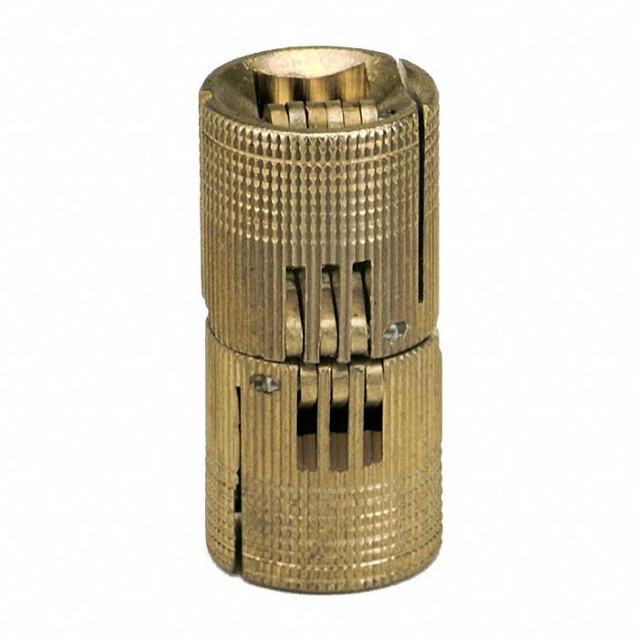 Hidden Barrel Hinge: Brass, 63/64 in Leaf Ht, 15/16 in Leaf Wd, 0 Holes per Leaf