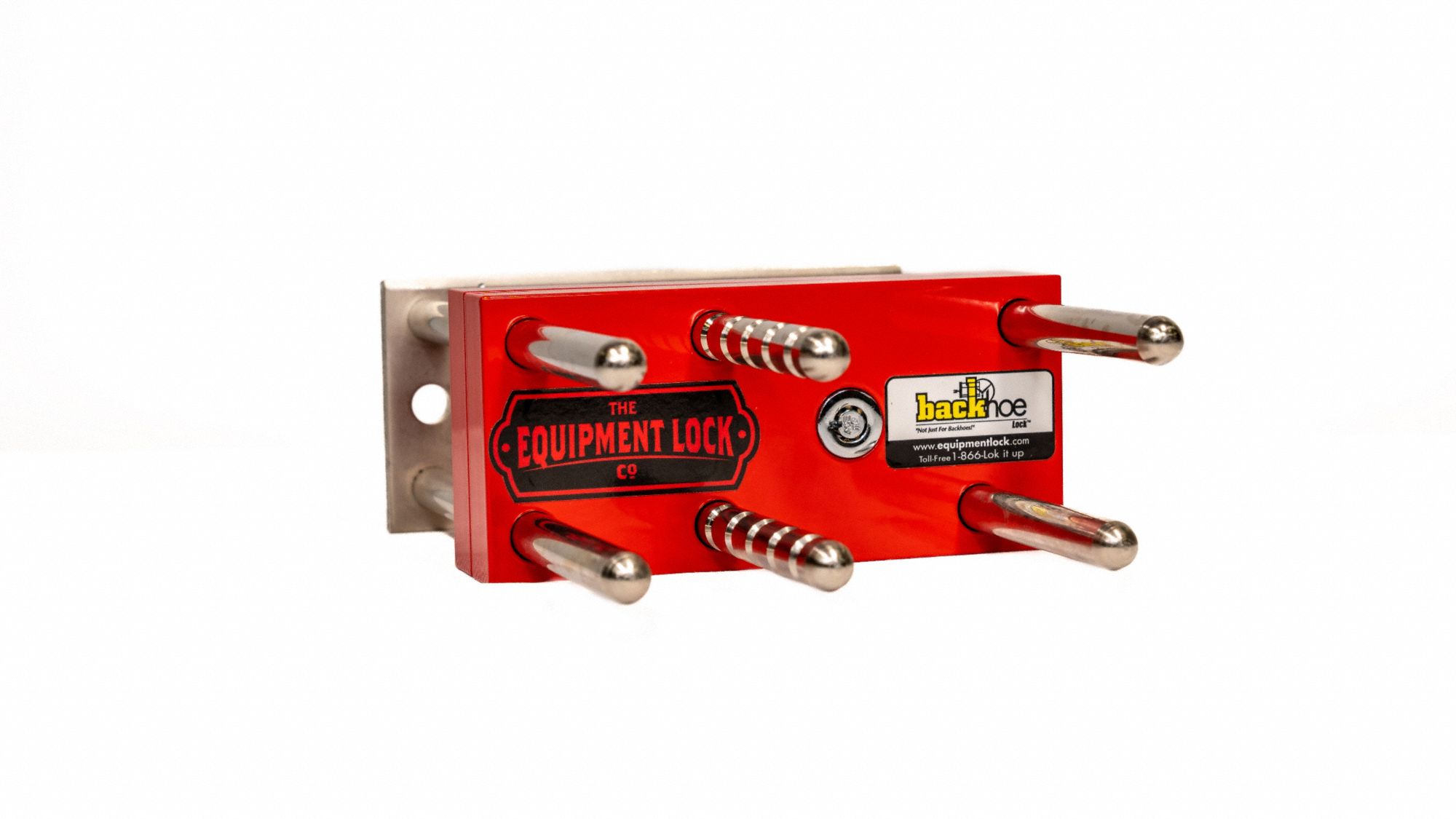 Steering Wheel Lock: Backhoes, Backhoe Steering Wheel Lock, 8 1/4 in Lg, Hardened Steel, Red