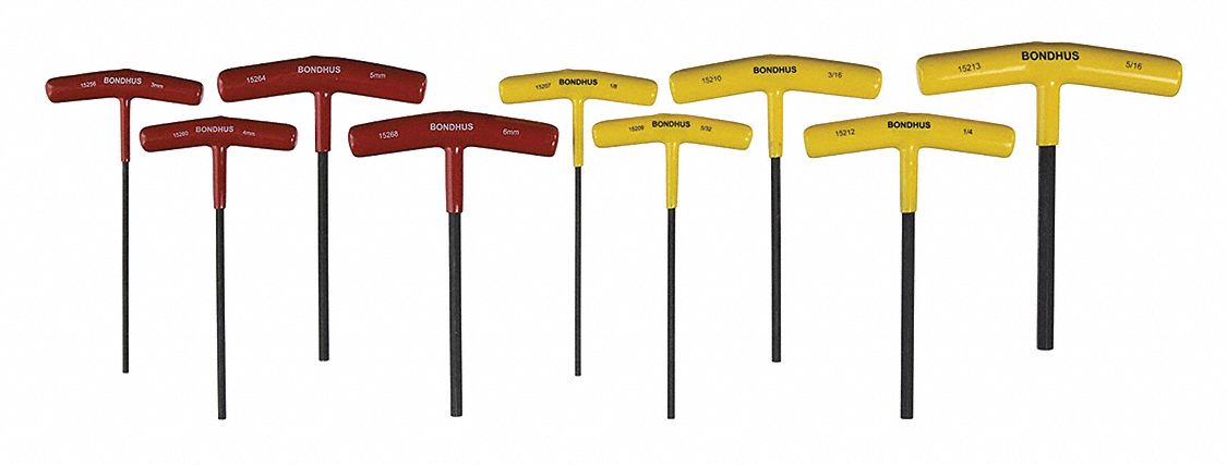 HEX KEY SET,T-HANDLE,9 PCS.