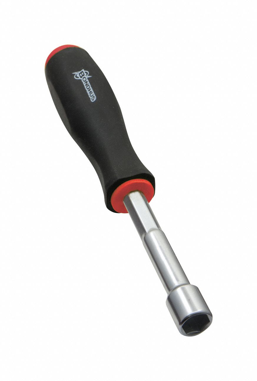 NUT DRIVER, RED ERGONOMIC HANDLE, 10 MM TIP, NON-SLIP GRIP, METRIC, 7 19/64 IN L