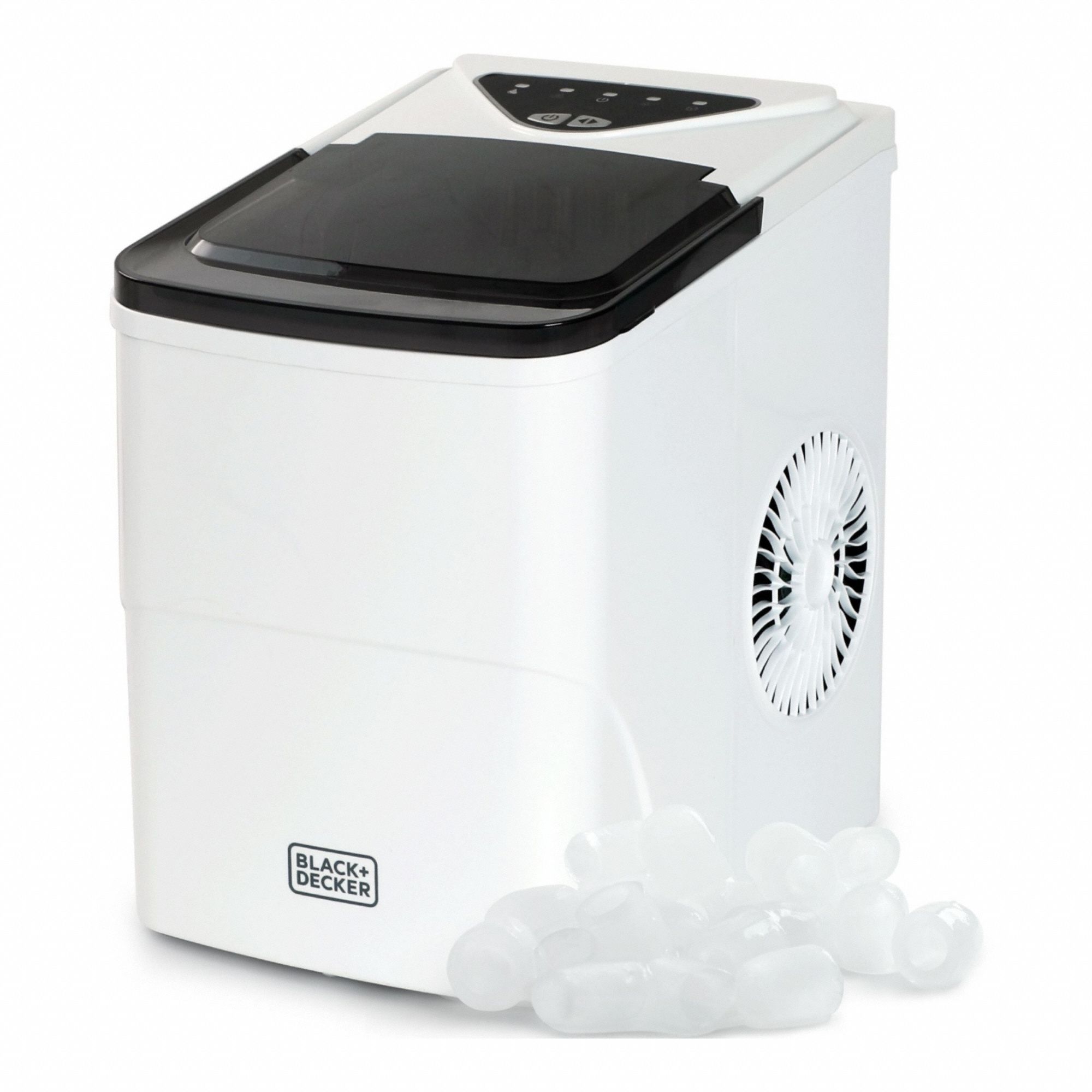 Ice Machine: Top Hat, 26 lb Ice per Day, Air Cooled, 12 5/8 in Ht, 8 3/4 in Wd, White