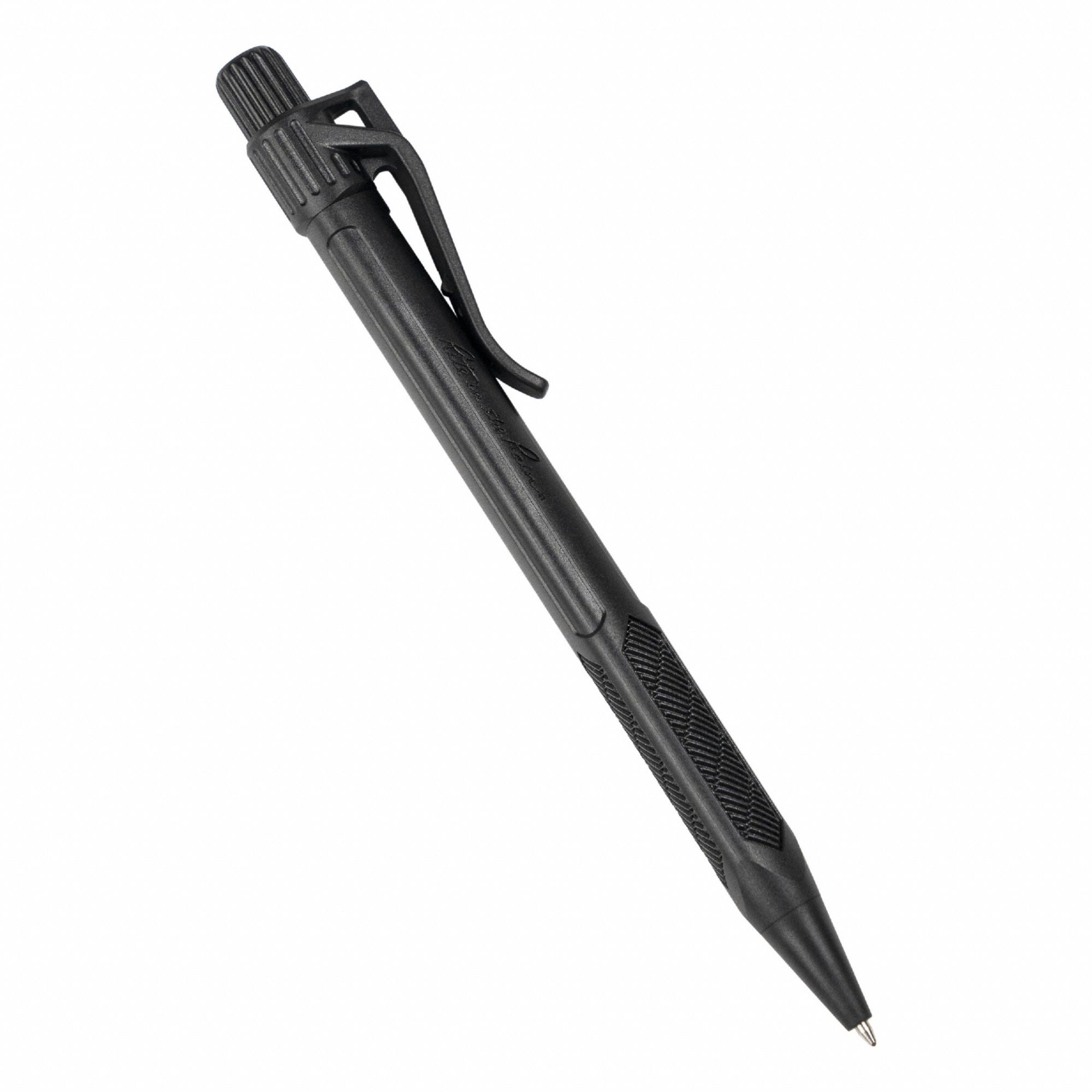 Pen: Black, All-Weather Pocket Pen, 0.8 mm, No Cap, Medium, Black, Plastic, Toxic