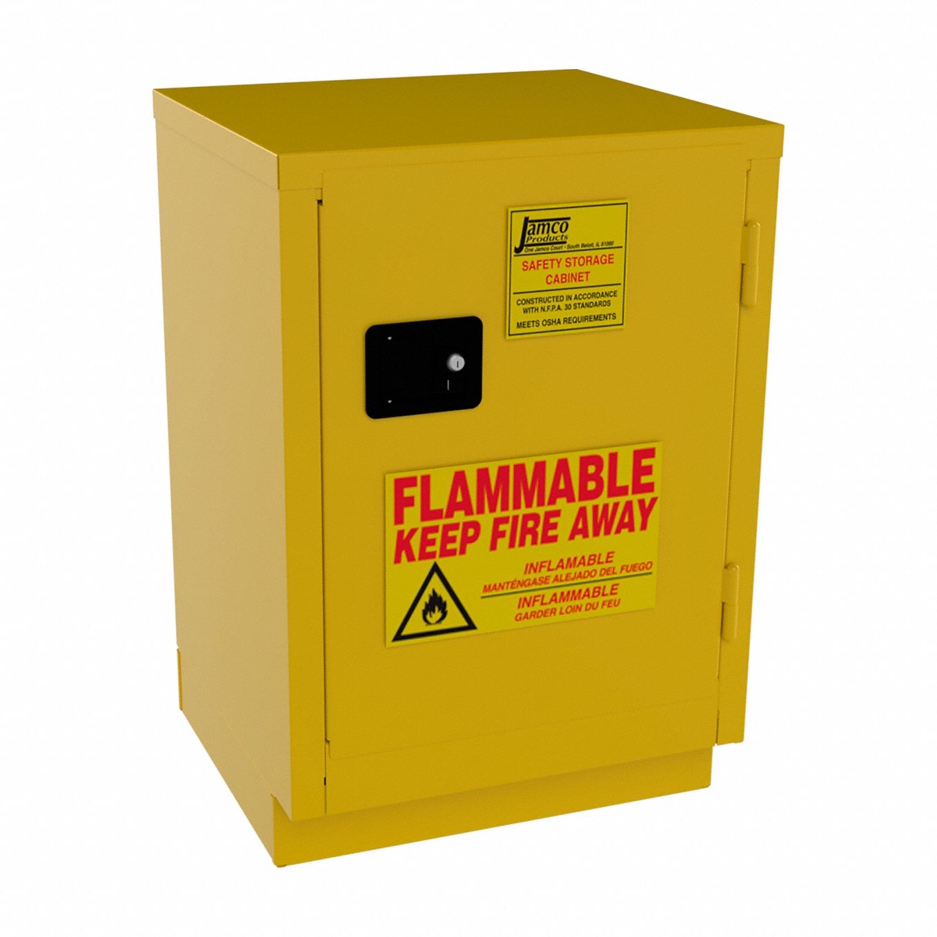Hazardous Material Storage Cabinet: Undercounter, 12 gal, 24 in x 22 in x 35 in, Yellow, Steel