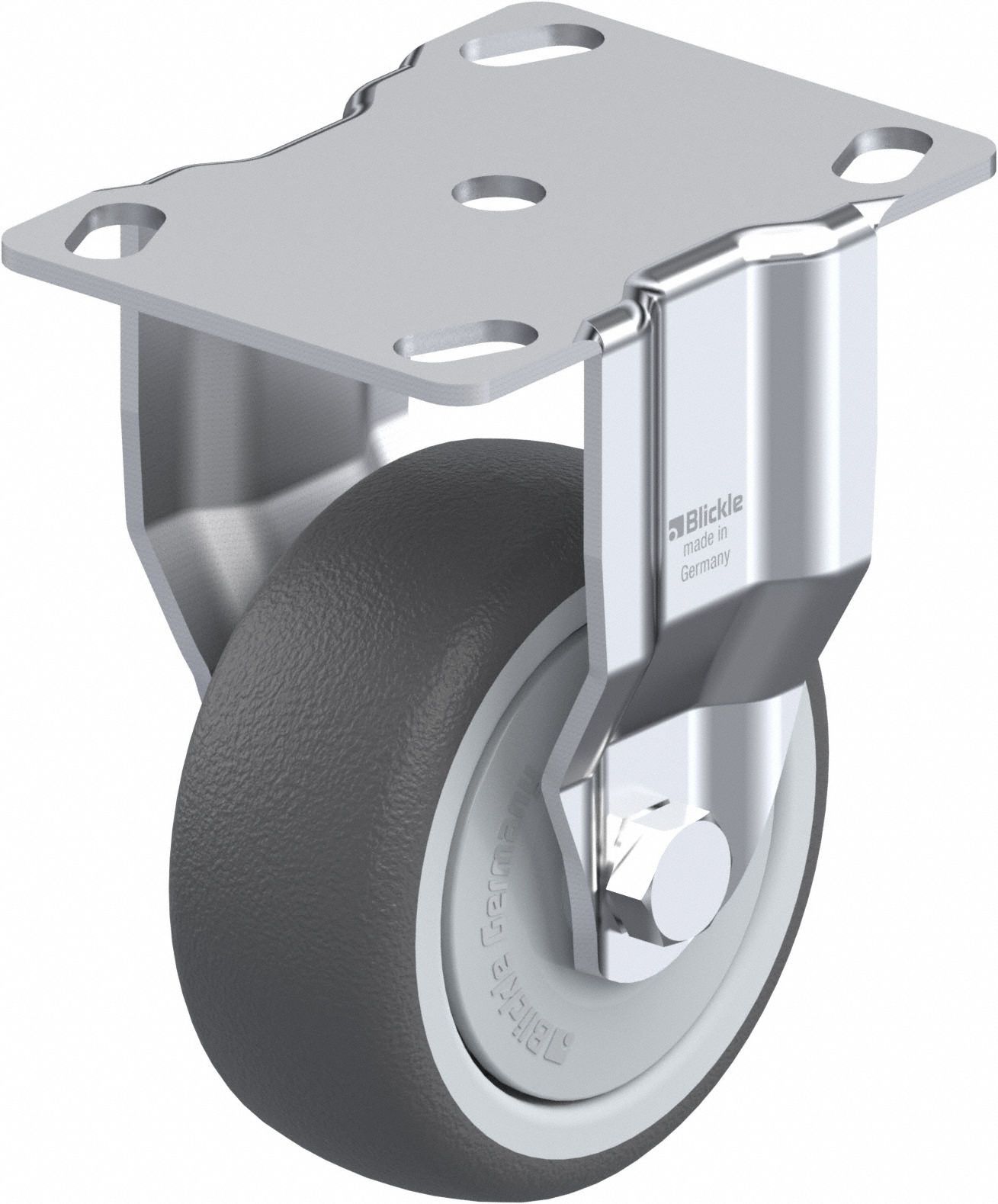 Plate Caster: Rigid, No Brake, Polyurethane, 79 mm Wheel Dia, 32 mm Wheel Wd, Slot