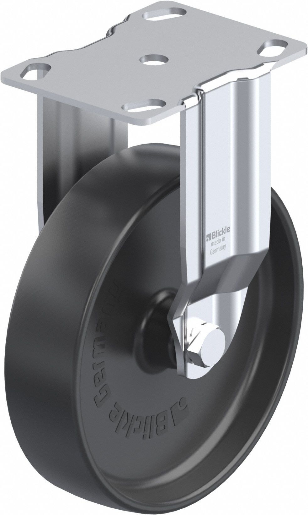 Plate Caster: Rigid, No Brake, 127 mm Wheel Dia, 32 mm Wheel Wd, 168 mm Mounting Ht