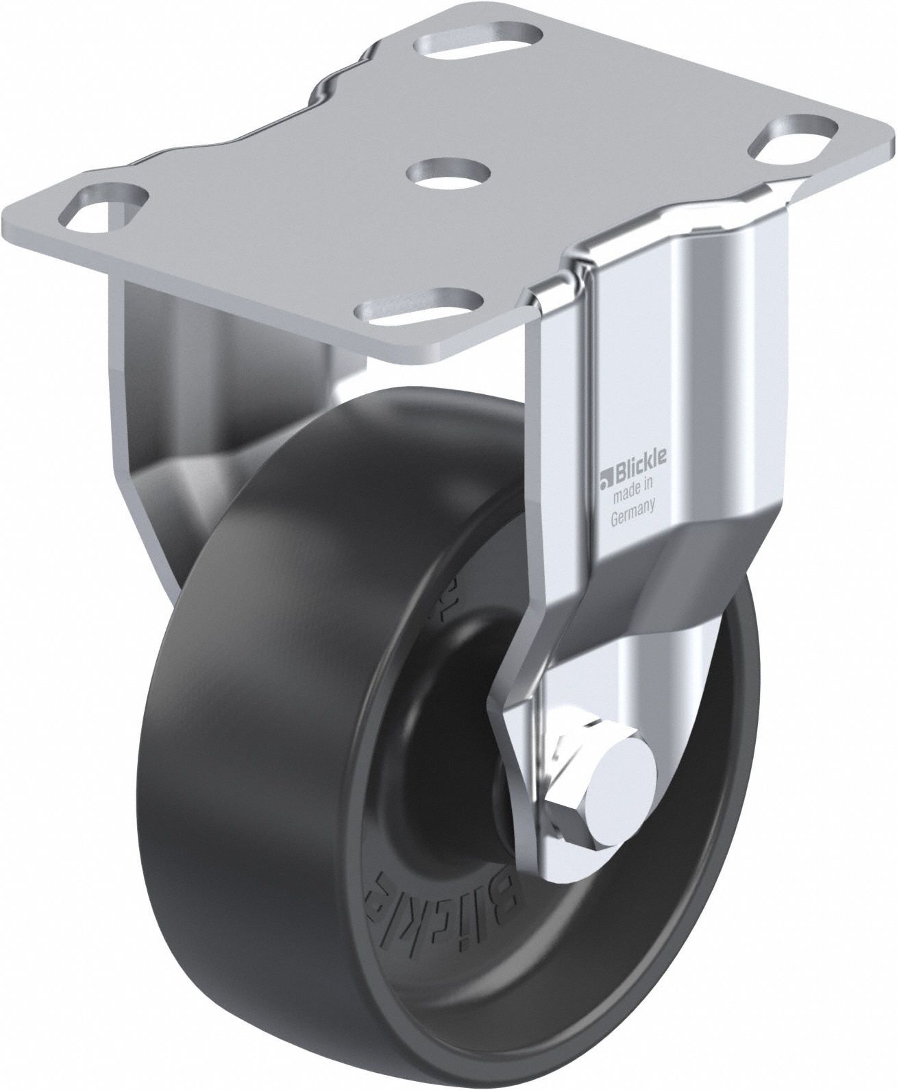 Plate Caster: Rigid, No Brake, 79 mm Wheel Dia, 32 mm Wheel Wd, 111 mm Mounting Ht