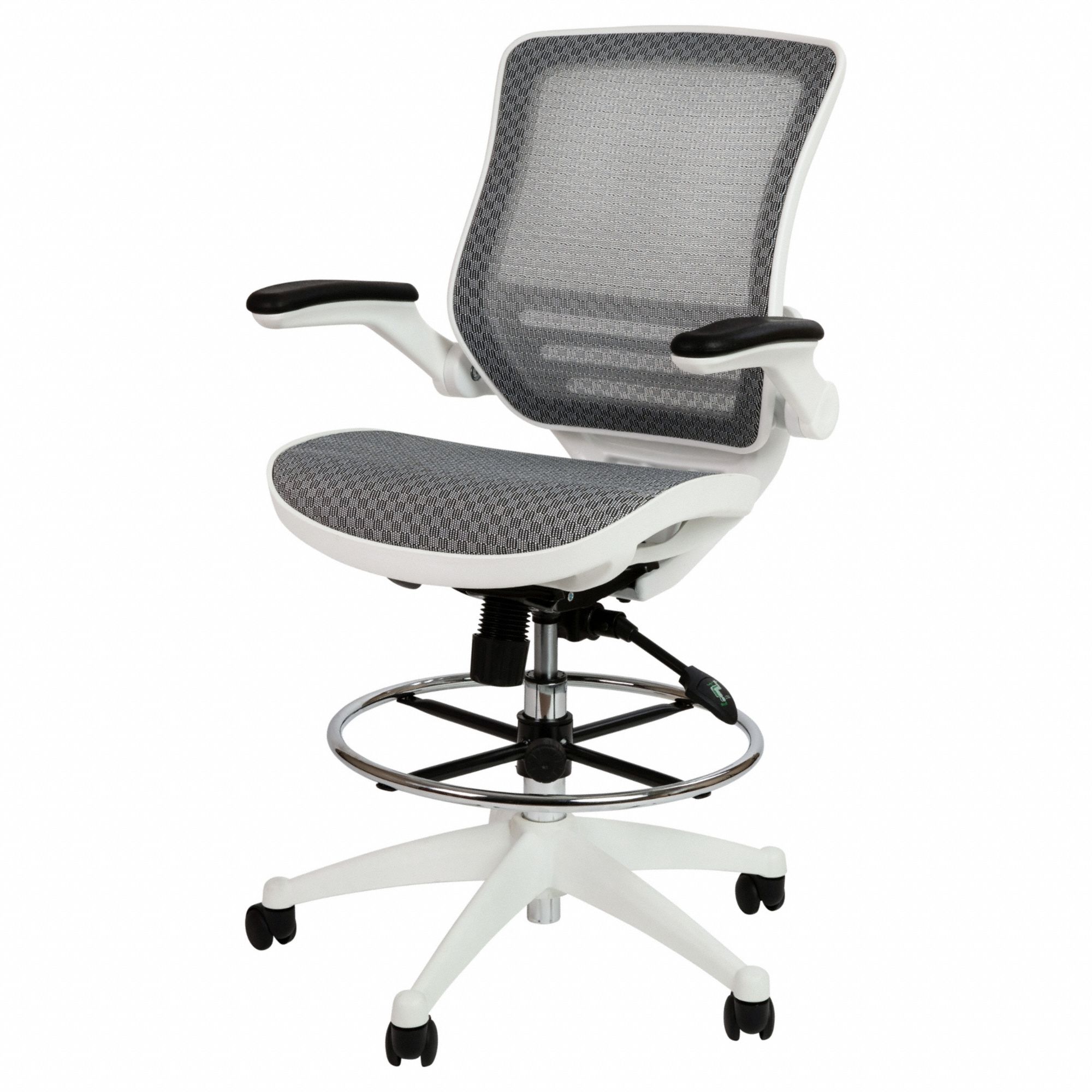 Drafting Chair: Waylon, Mesh Material, Adj Arms Arm, 19 in Seat Wd, 19 in Seat Dp