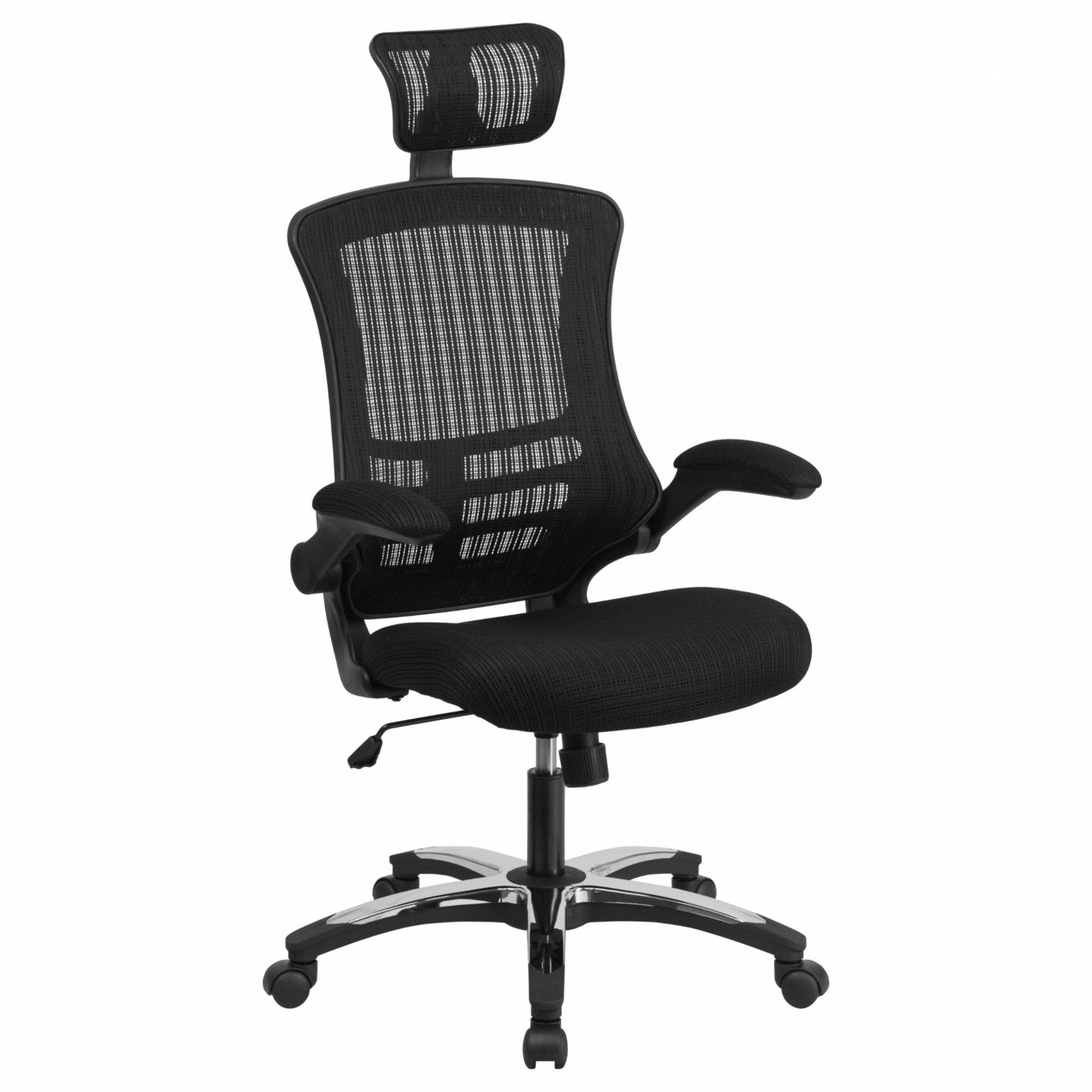 Office Chair: Kelista, Flip Up, Black, Mesh Material, 32 in Back Ht, 20 in Seat Wd