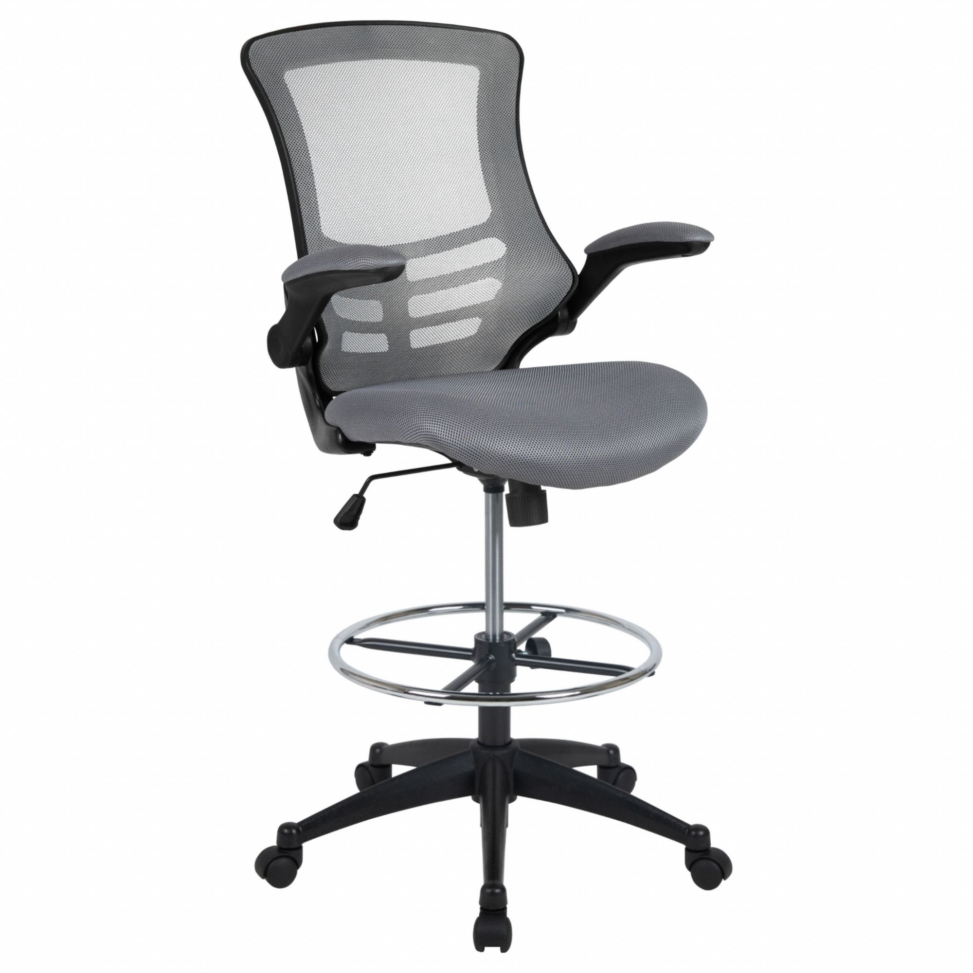 Drafting Chair: Kelista, Mesh Material, Adj Arms Arm, 20 1/4 in Seat Wd, Black Frame