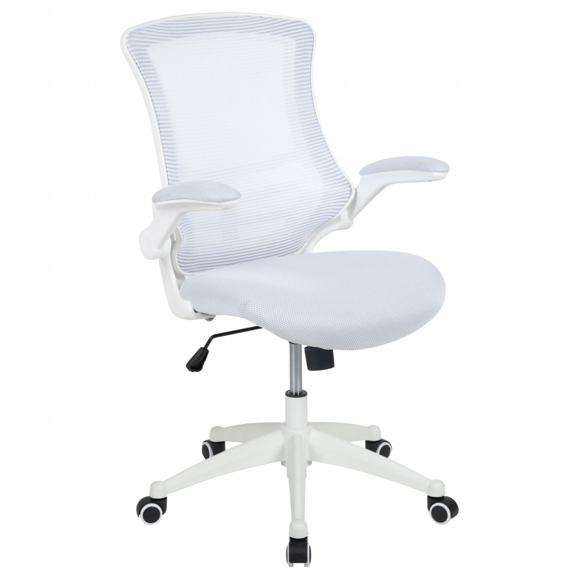 Office Chair: Kelista, Flip Up, White, Mesh Material, 23 in Back Ht, 19 in Seat Dp