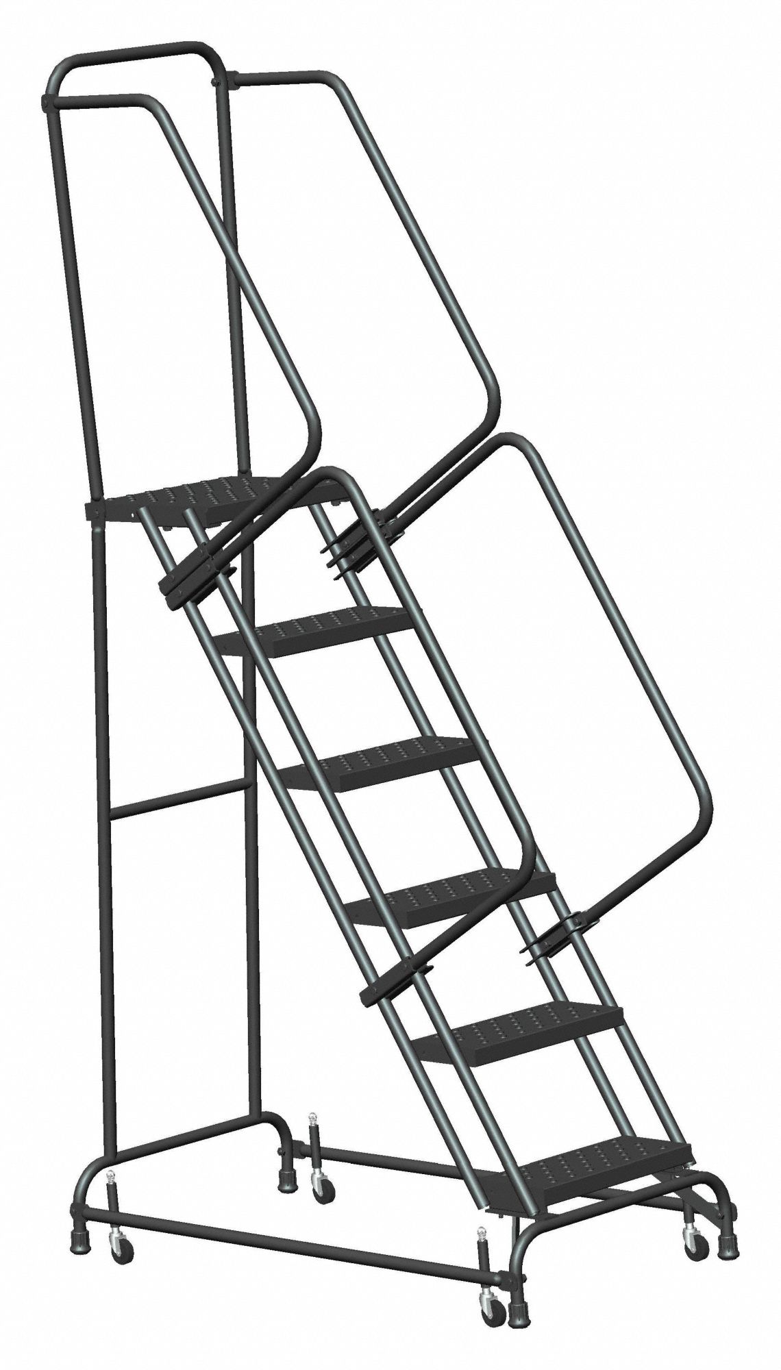 ROLLING LADDER, STEEL, 60 IN PLATFORM H, NO LOCKING MECHANISM, NO HANDRAILS, 8½ FT OVERALL HEIGHT