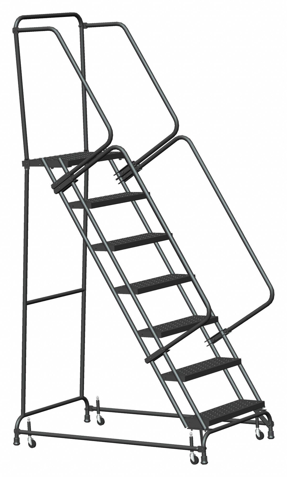 ROLLING LADDER,STEEL, 70 INH, NO LOCKING MECHANISM, NO HANDRAILS