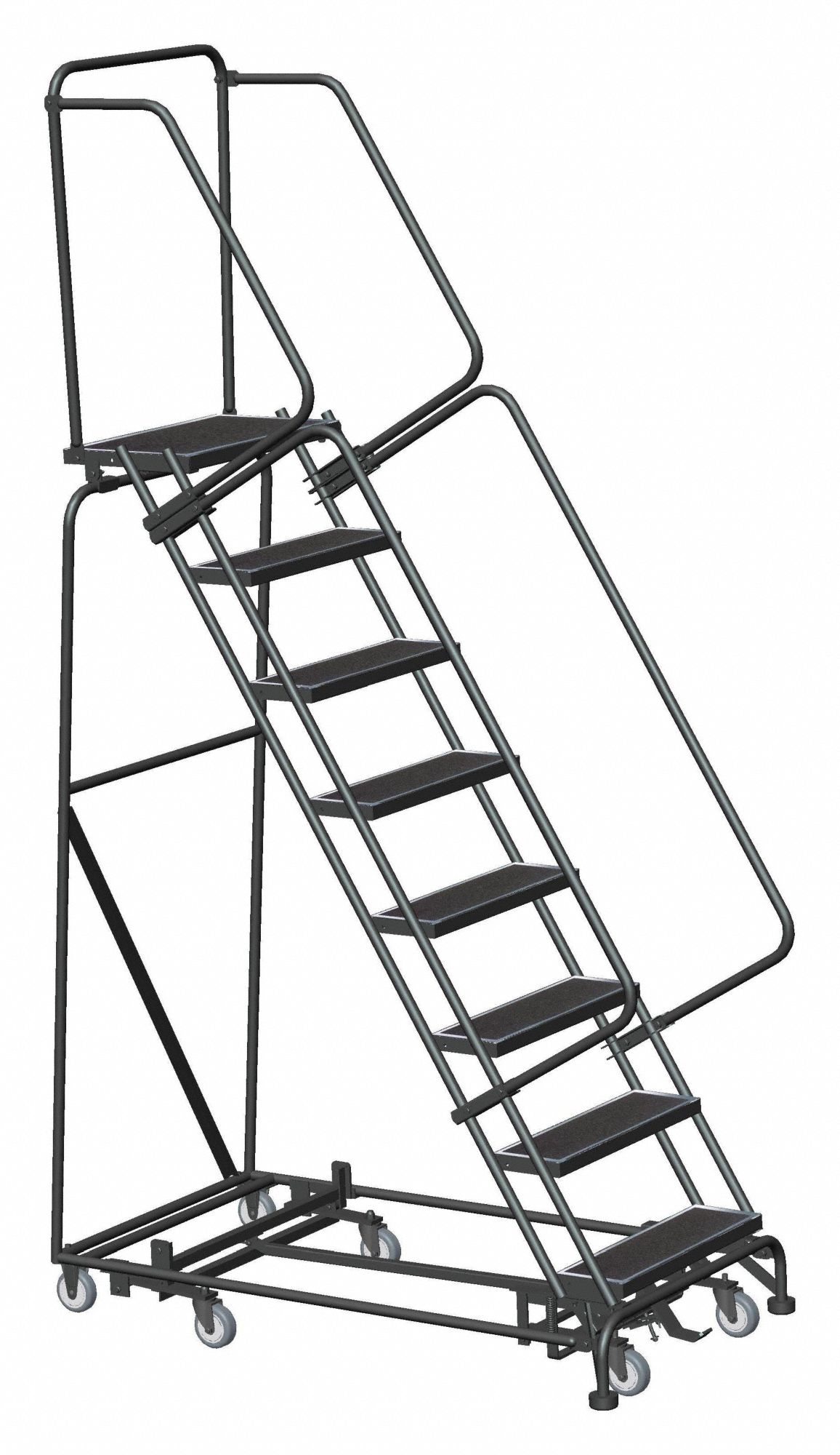 LOCKSTEP ROLLING LADDER,STEEL, 80 INH, NO LOCKING MECHANISM, NO HANDRAILS