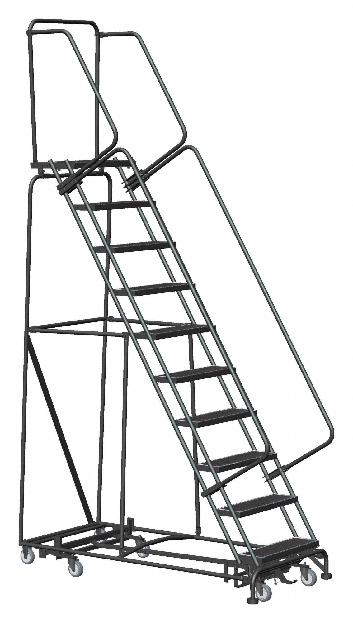 LOCKSTEP ROLLING LADDER,STEEL, 100 INH, NO LOCKING MECHANISM, NO HANDRAILS